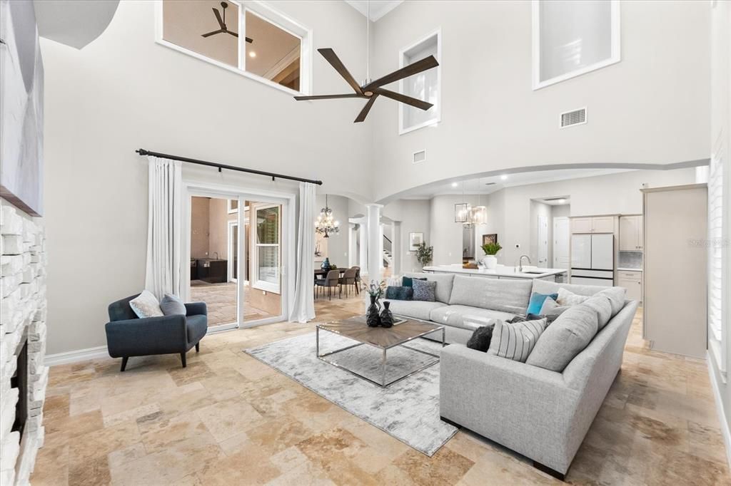 Chandelier, Dining room, Interior, Living room, Recessed Lighting