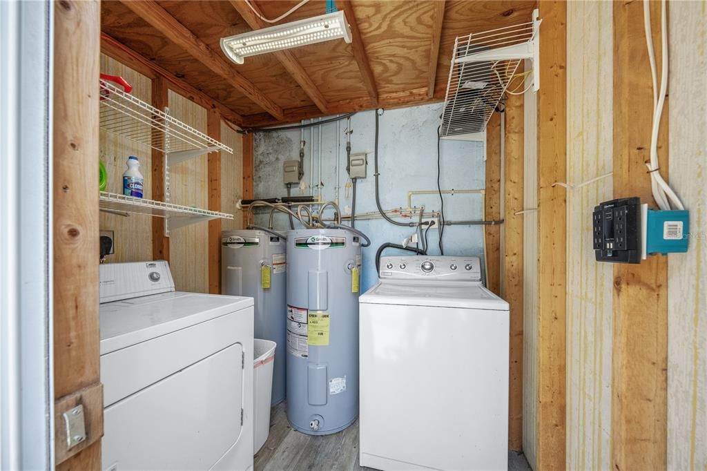 Interior, Utility Closets, Washer, Wooden Beams, Wooden Ceilings, Wood Texture Flooring, Wooden Walls