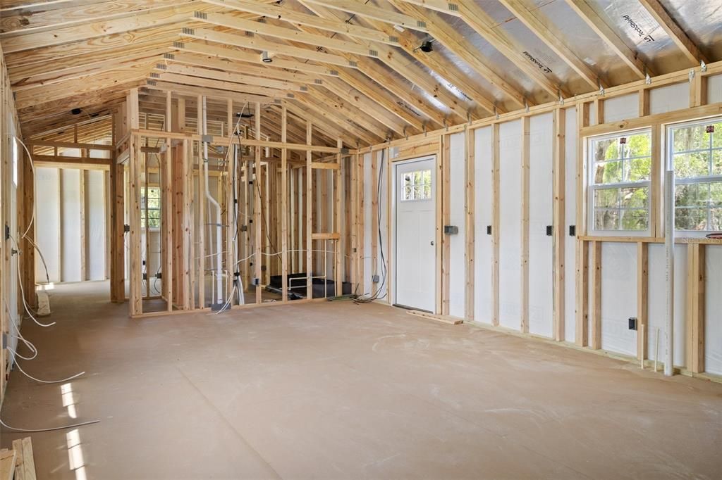 Empty room, Interior, Wooden Beams, Wooden Ceilings