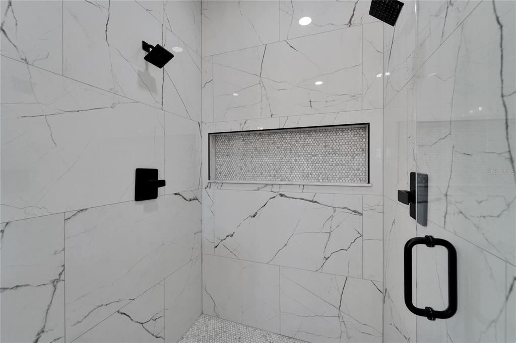 Bathroom, Glass Shower, Interior, Marble Walls