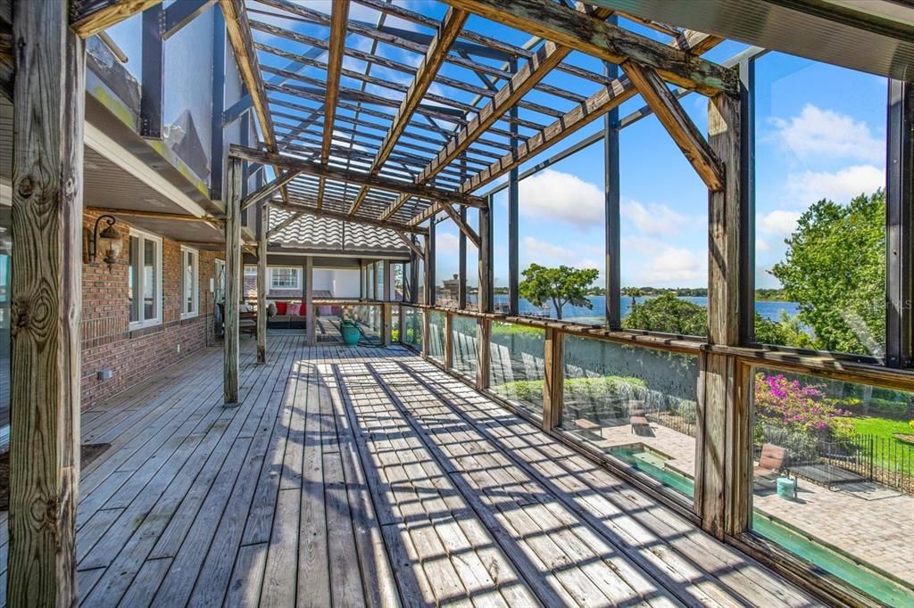 Interior, Sun Room, Water, Wooden Beams, Wood Texture Flooring