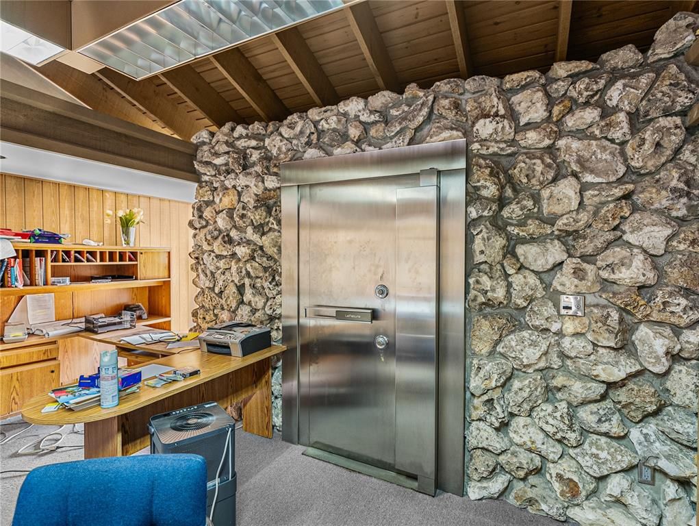 Elevator, Interior, Stone Walls, Wooden Beams, Wooden Ceilings