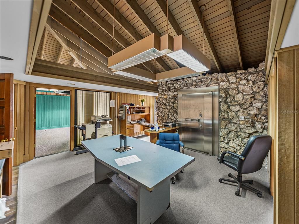 Interior, Stone Walls, Wooden Ceilings