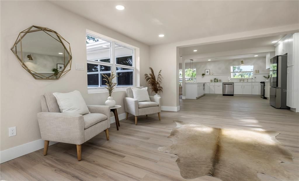 Interior, Kitchen, Pendant Lights, Recessed Lighting, Wood Texture Flooring