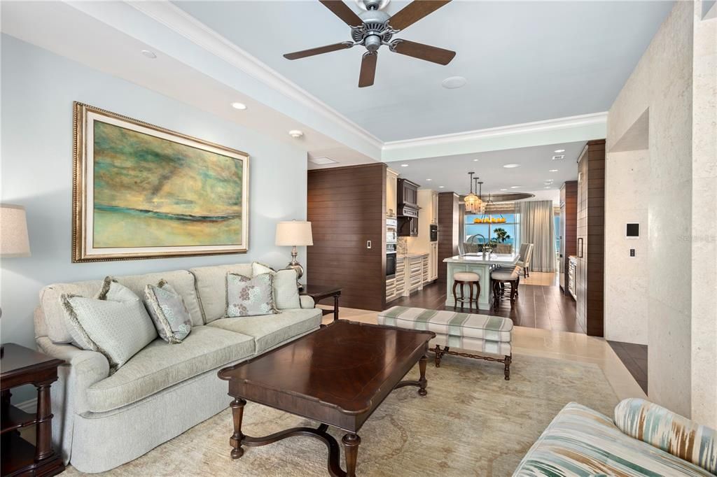 Dining room, Interior, Kitchen, Living room, Pendant Lights, Recessed Lighting, Stainless Steel Appliances, Wood Texture Flooring