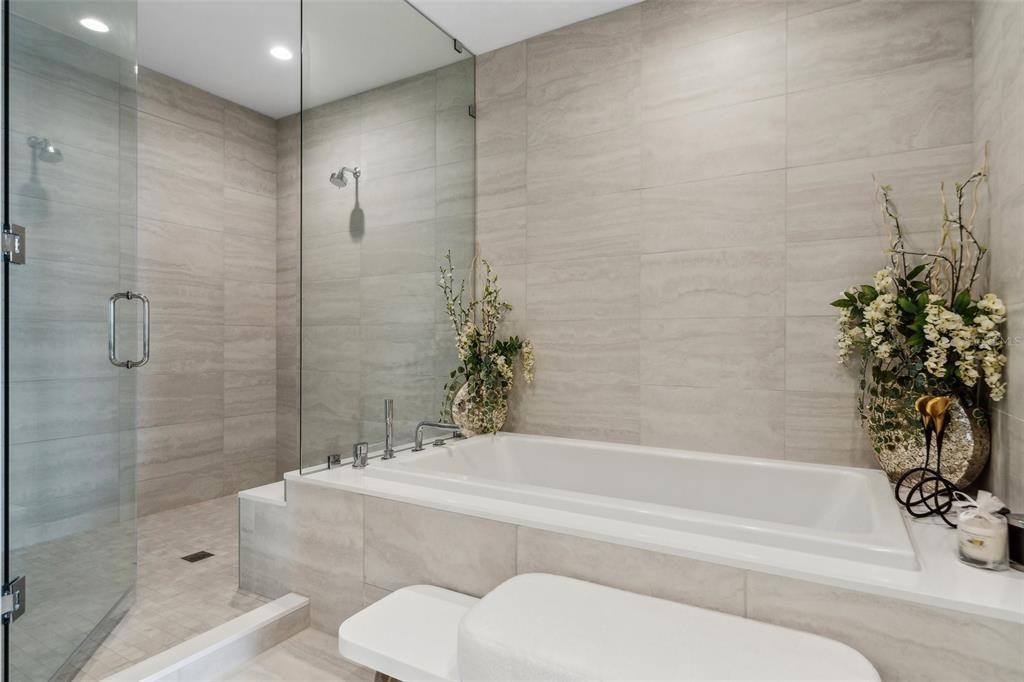 Bathroom, Glass Shower, Interior, Recessed Lighting