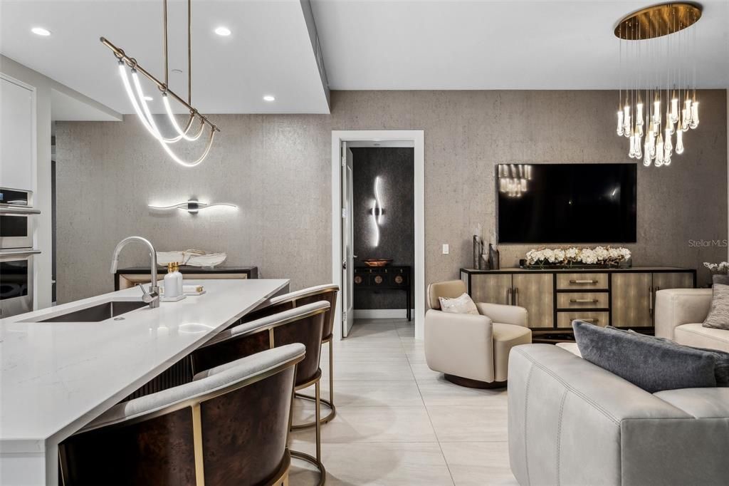 Interior, Kitchen, Living room, Pendant Lights, Recessed Lighting, Stainless Steel Appliances
