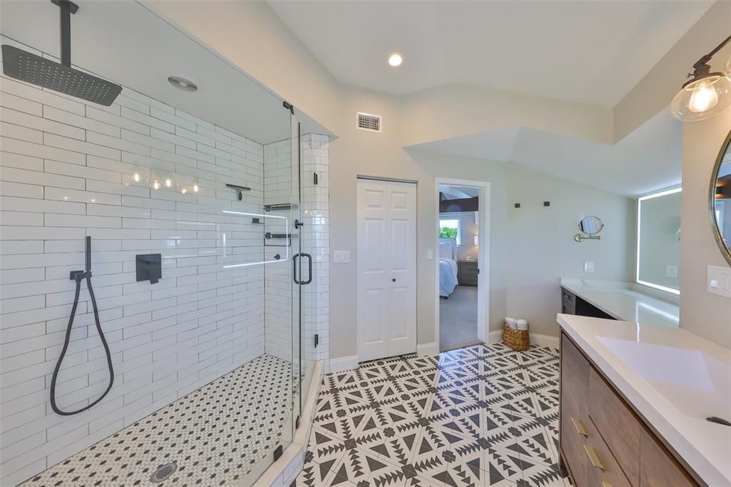 Bathroom, Glass Shower, Interior, Recessed Lighting
