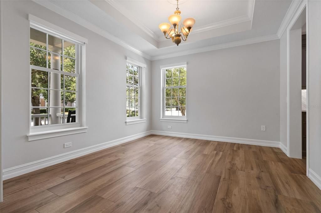 Chandelier, Empty room, Interior, Wood Texture Flooring