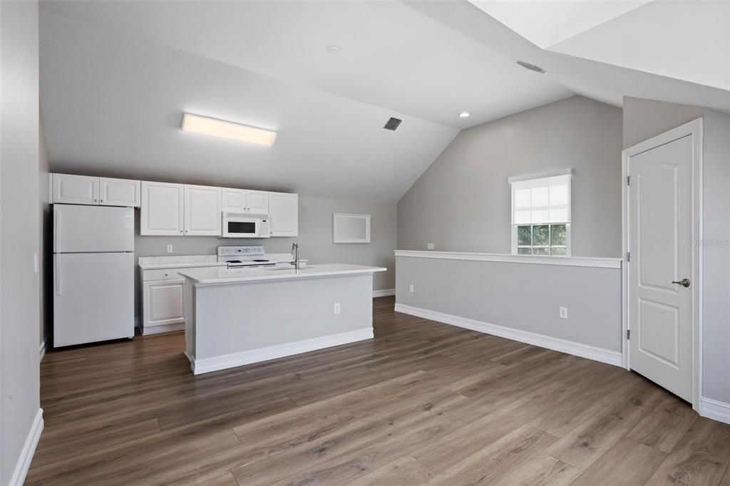 Interior, Kitchen, Recessed Lighting, Wood Texture Flooring