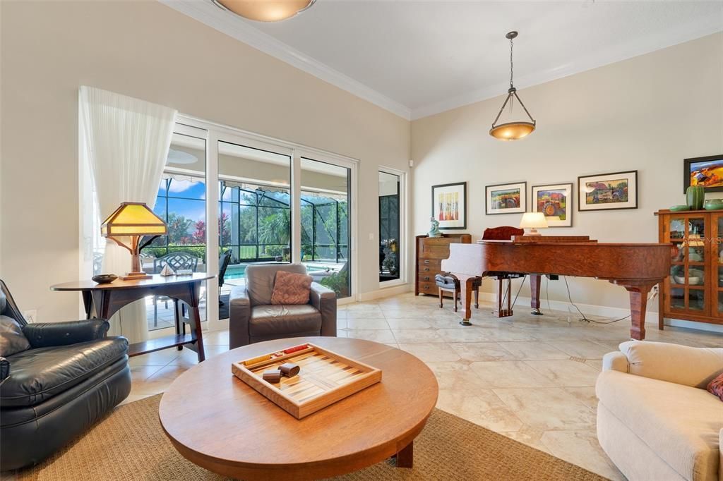 Interior, Living room, Pendant Lights, Piano