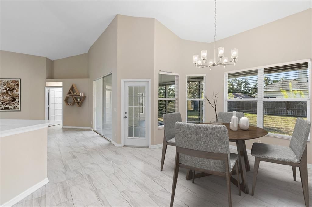Dining room, Interior, Marble, Pendant Lights