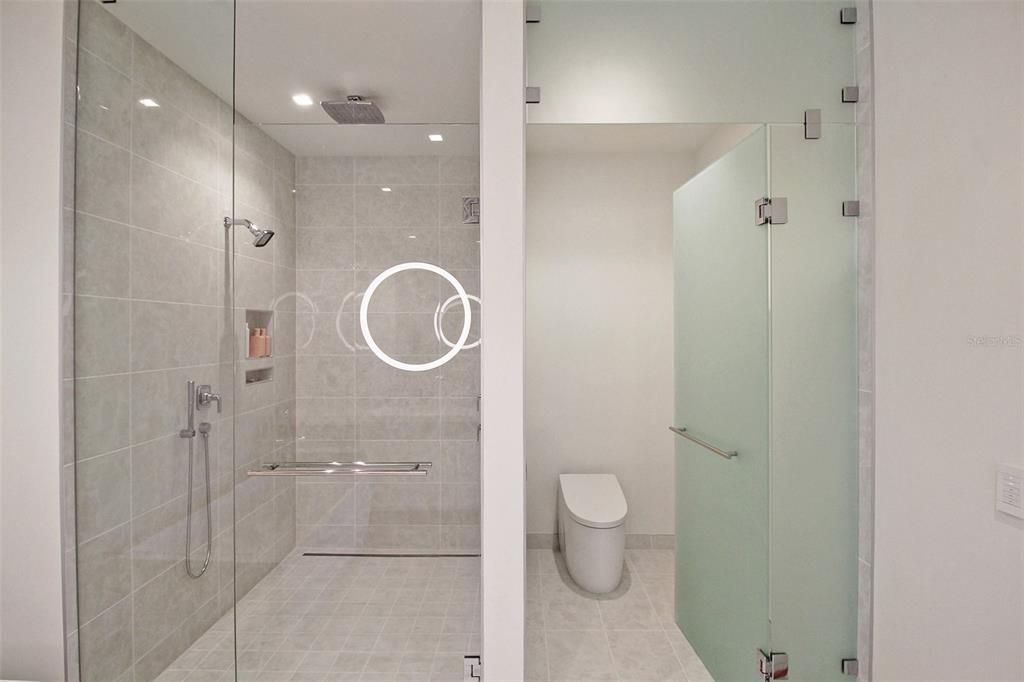 Bathroom, Glass Shower, Interior, Recessed Lighting