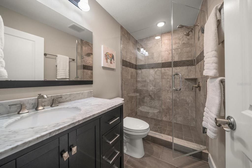 Bathroom, Glass Shower, Interior, Recessed Lighting