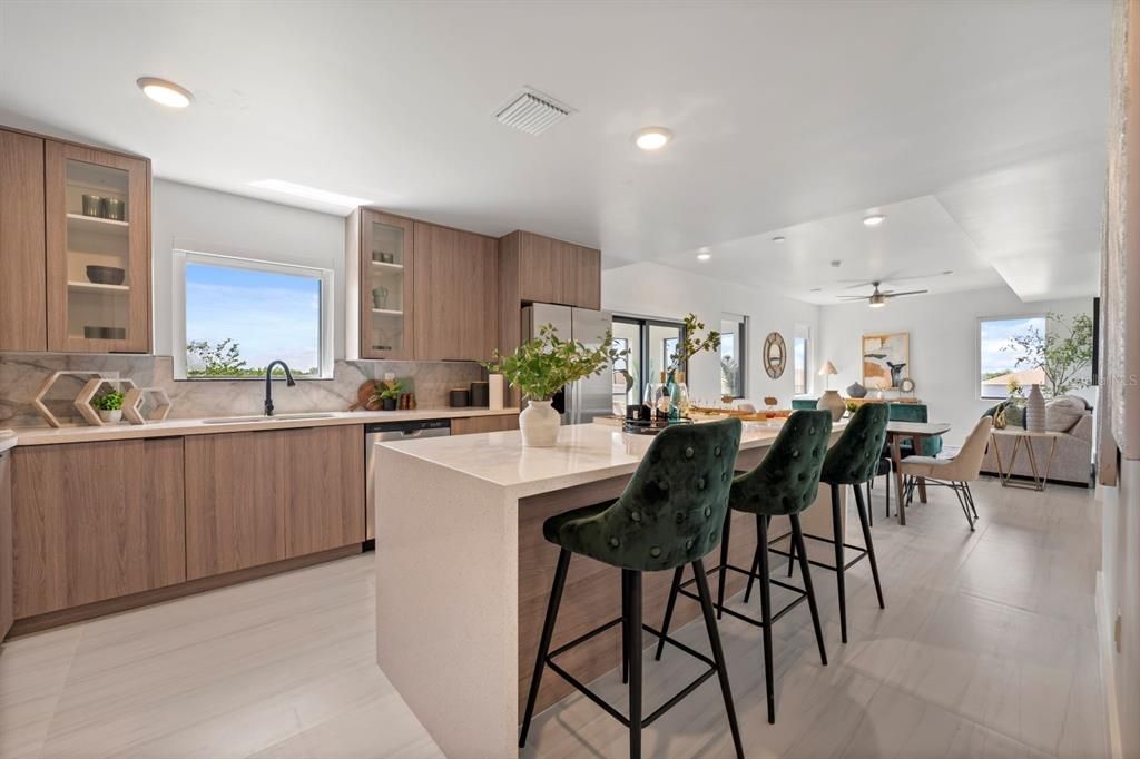 Dining room, Interior, Kitchen, Recessed Lighting