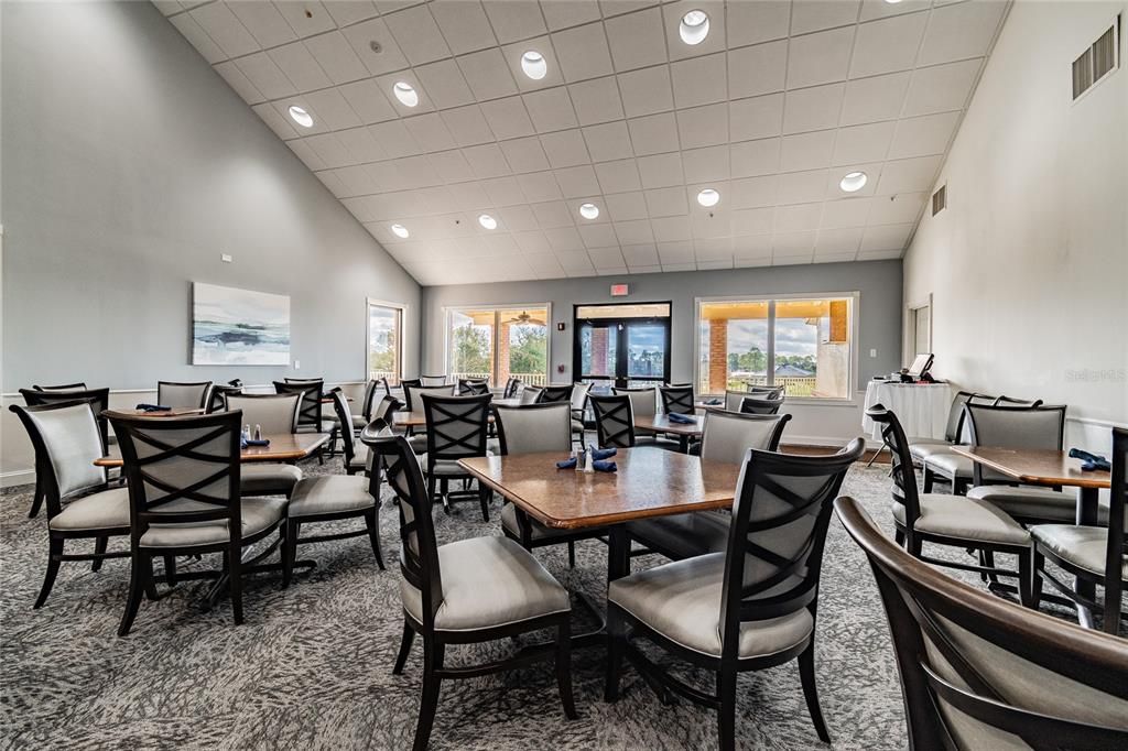 Dining room, Interior, Projection Screen, Recessed Lighting, Wood Texture Flooring
