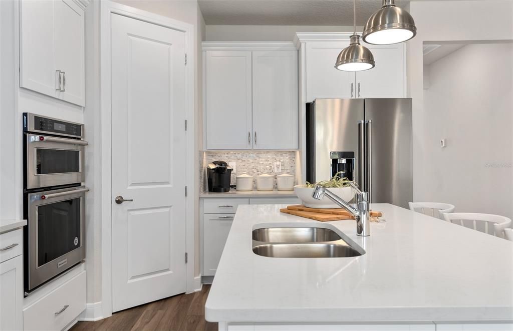 Interior, Kitchen, Pendant Lights, Stainless Steel Appliances, Wood Texture Flooring