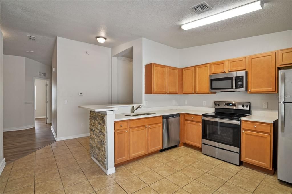 Interior, Kitchen, Stainless Steel Appliances, Wood Texture Flooring
