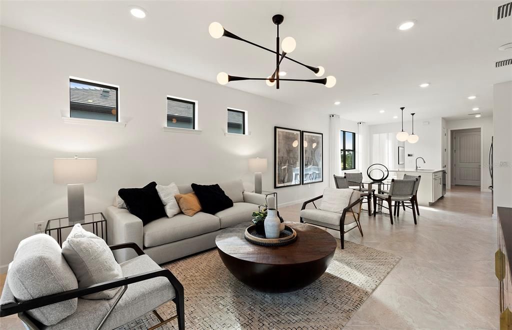 Dining room, Interior, Kitchen, Living room, Pendant Lights, Recessed Lighting