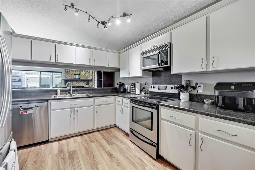 Interior, Kitchen, Stainless Steel Appliances, Wood Texture Flooring