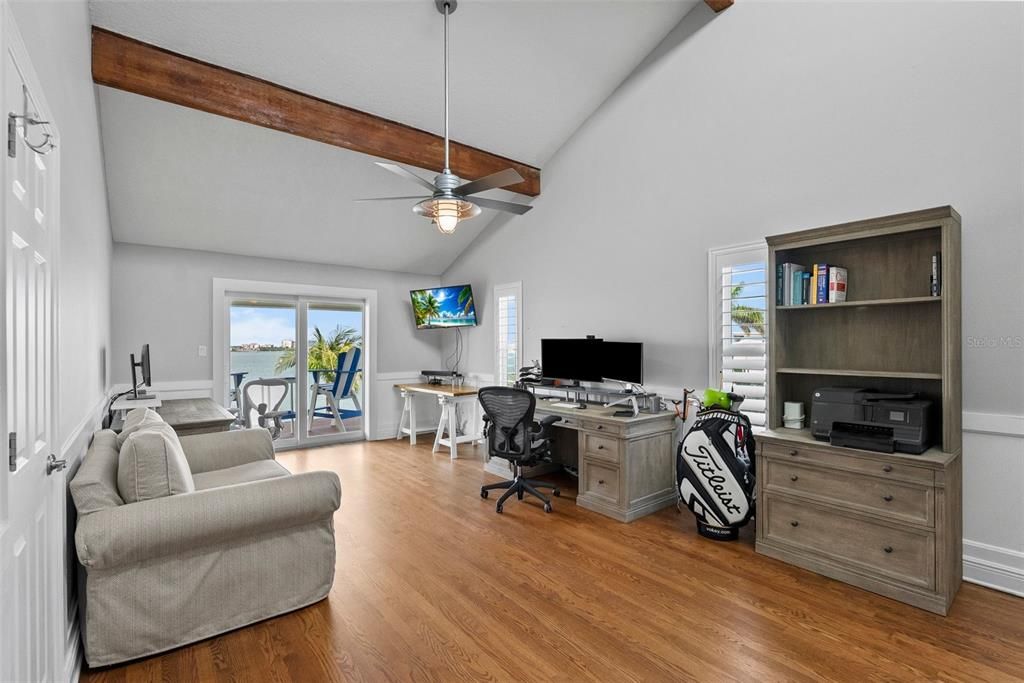 Home Office, Interior, Water, Wooden Beams, Wood Texture Flooring