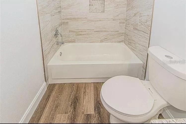 Bathroom, Interior, Marble Walls, Wood Texture Flooring