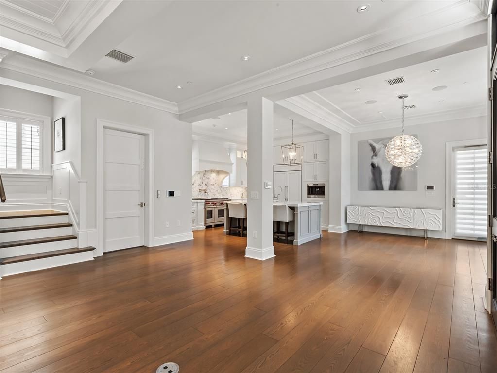 Interior, Kitchen, Pendant Lights, Recessed Lighting, Wood Texture Flooring