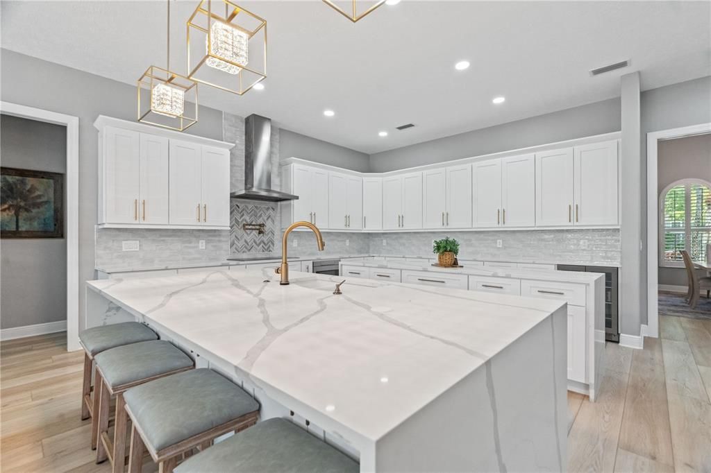 Interior, Kitchen, Pendant Lights, Recessed Lighting, Wood Texture Flooring