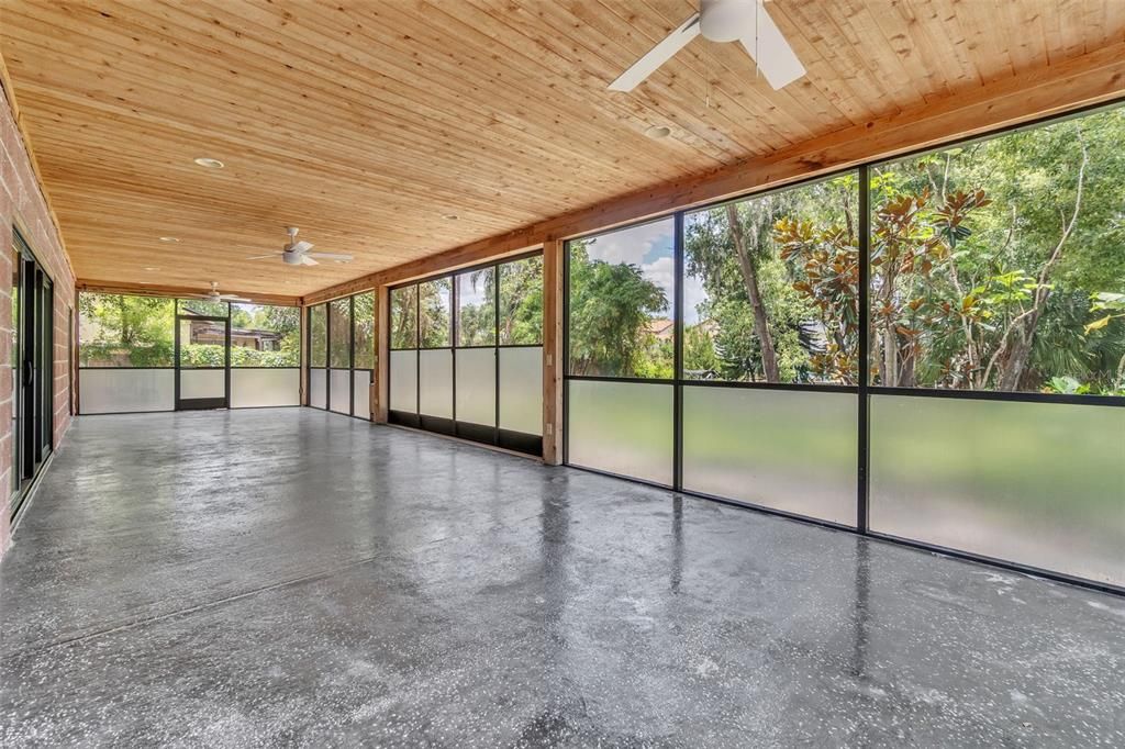 Empty room, Interior, Recessed Lighting, Sun Room, Wooden Ceilings