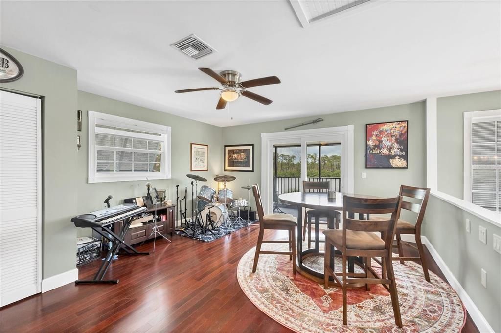 Dining room, Interior, Piano, Wood Texture Flooring
