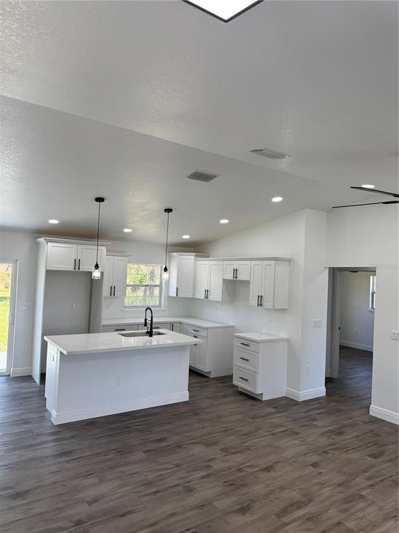 Interior, Kitchen, Pendant Lights, Recessed Lighting, Wood Texture Flooring