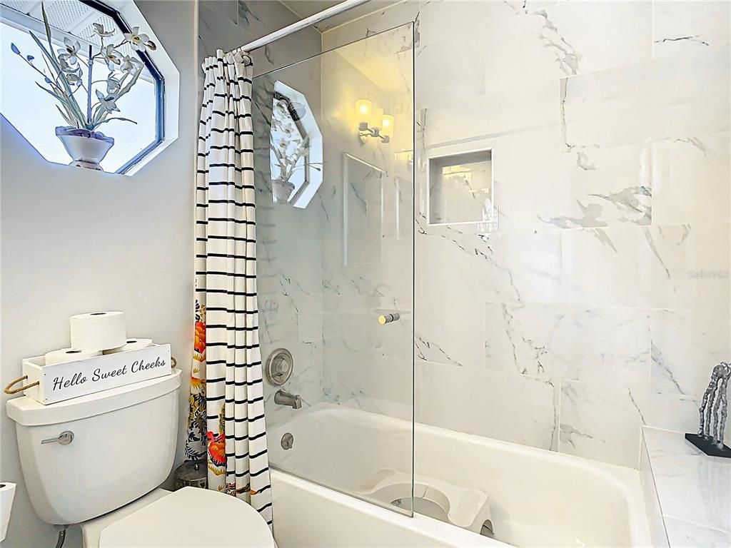 Bathroom, Glass Shower, Interior, Marble Walls