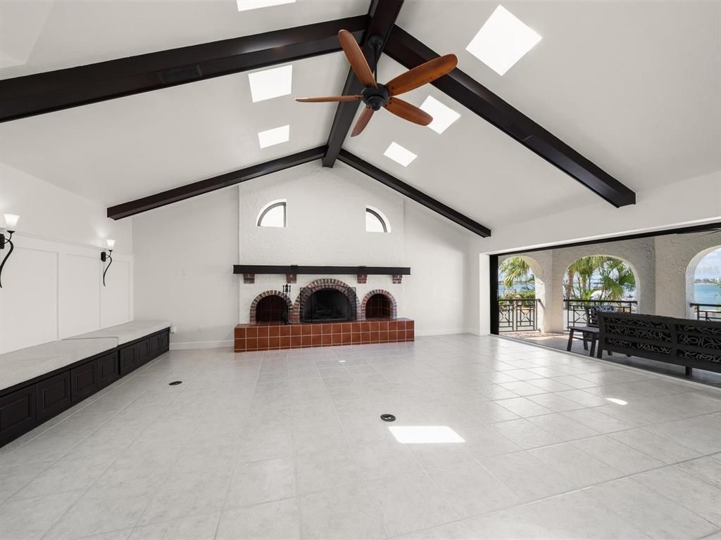 Fireplace, Interior, Wooden Beams