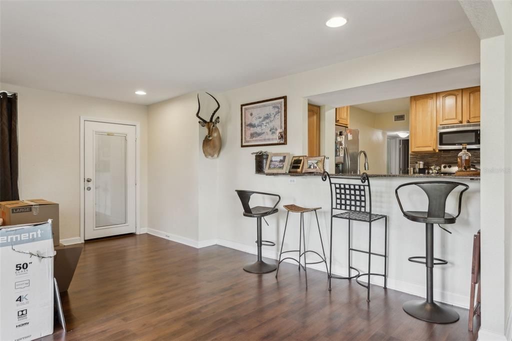 Interior, Kitchen, Recessed Lighting, Wood Texture Flooring