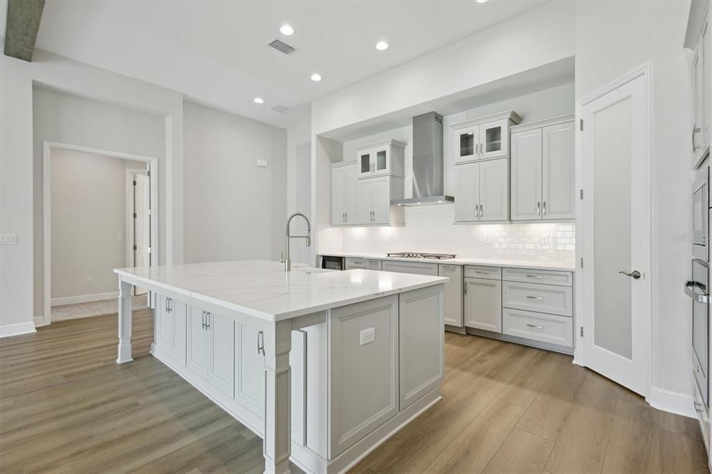 Interior, Kitchen, Recessed Lighting, Wood Texture Flooring