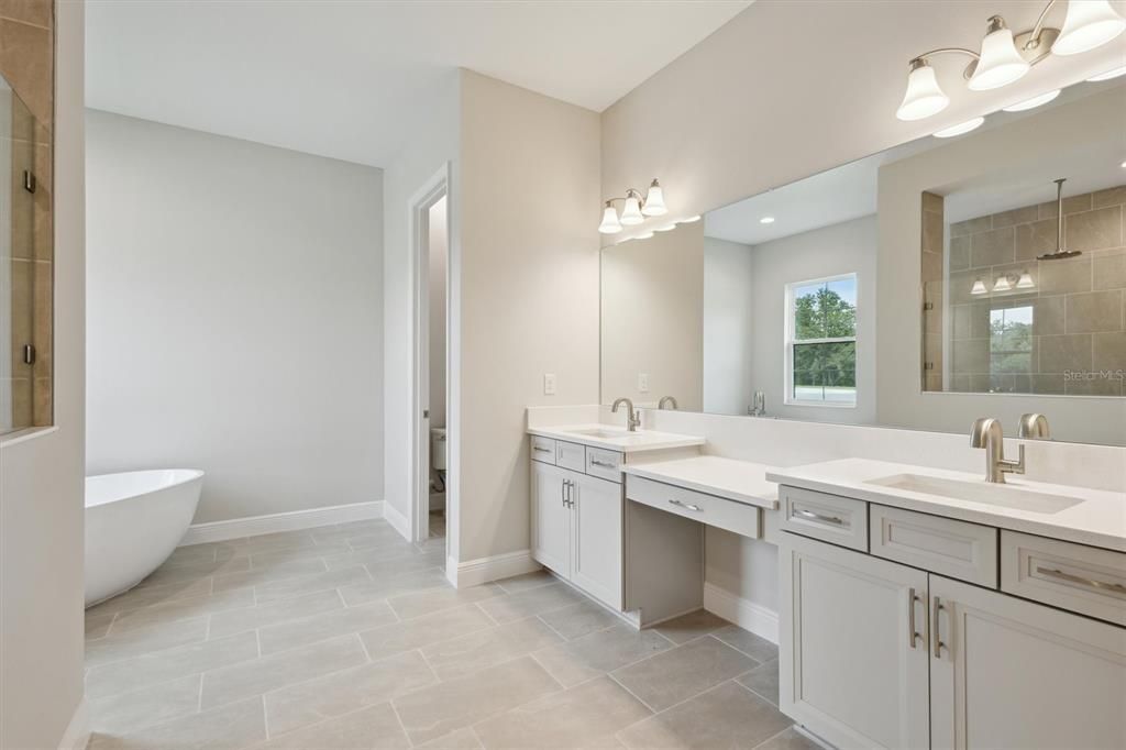 Bathroom, Dual Sink Vanities, Free Standing Baths, Interior, Recessed Lighting