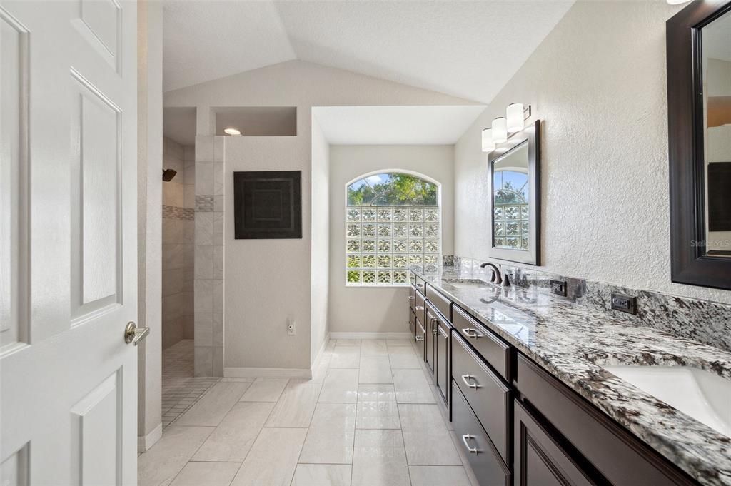 Bathroom, Dual Sink Vanities, Glass Shower, Interior