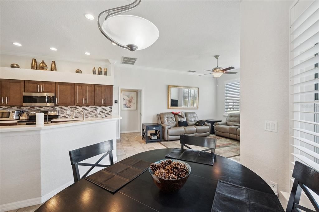 Dining room, Interior, Kitchen, Living room, Recessed Lighting, Stainless Steel Appliances