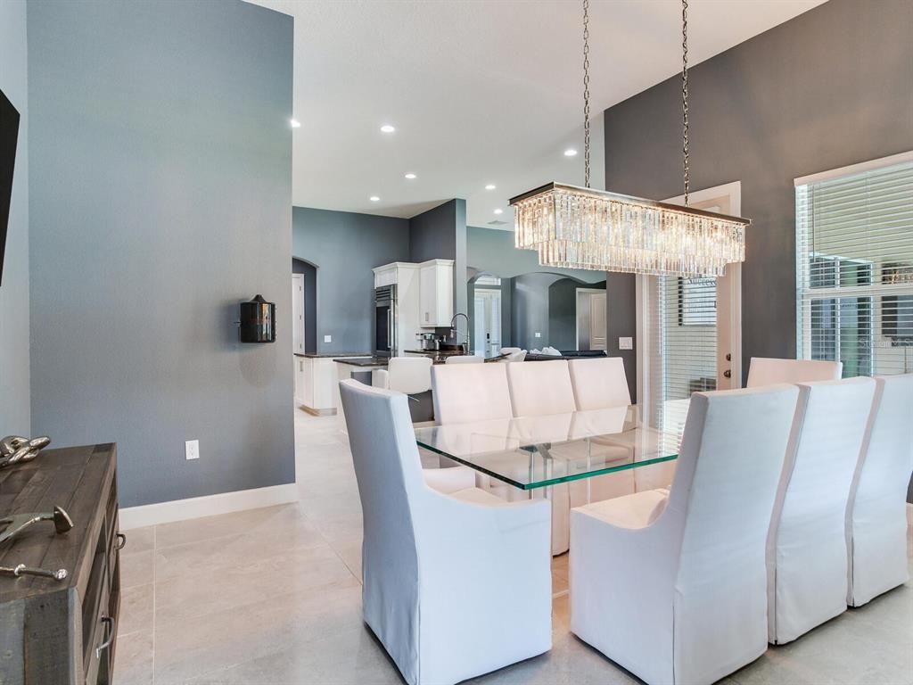 Chandelier, Dining room, Interior, Kitchen, Recessed Lighting