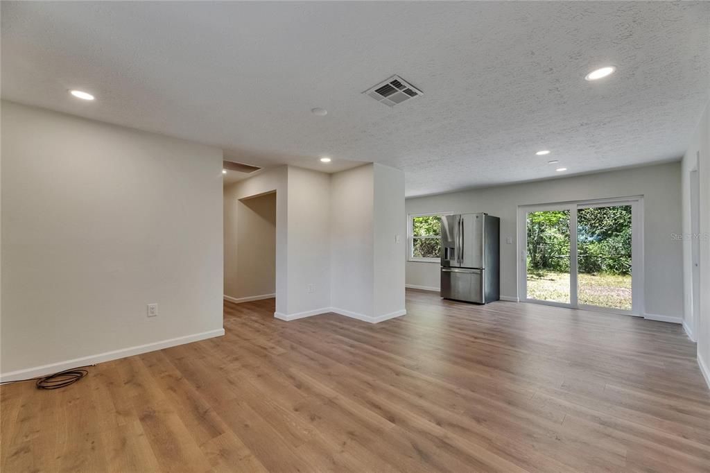 Empty room, Interior, Recessed Lighting, Wood Texture Flooring