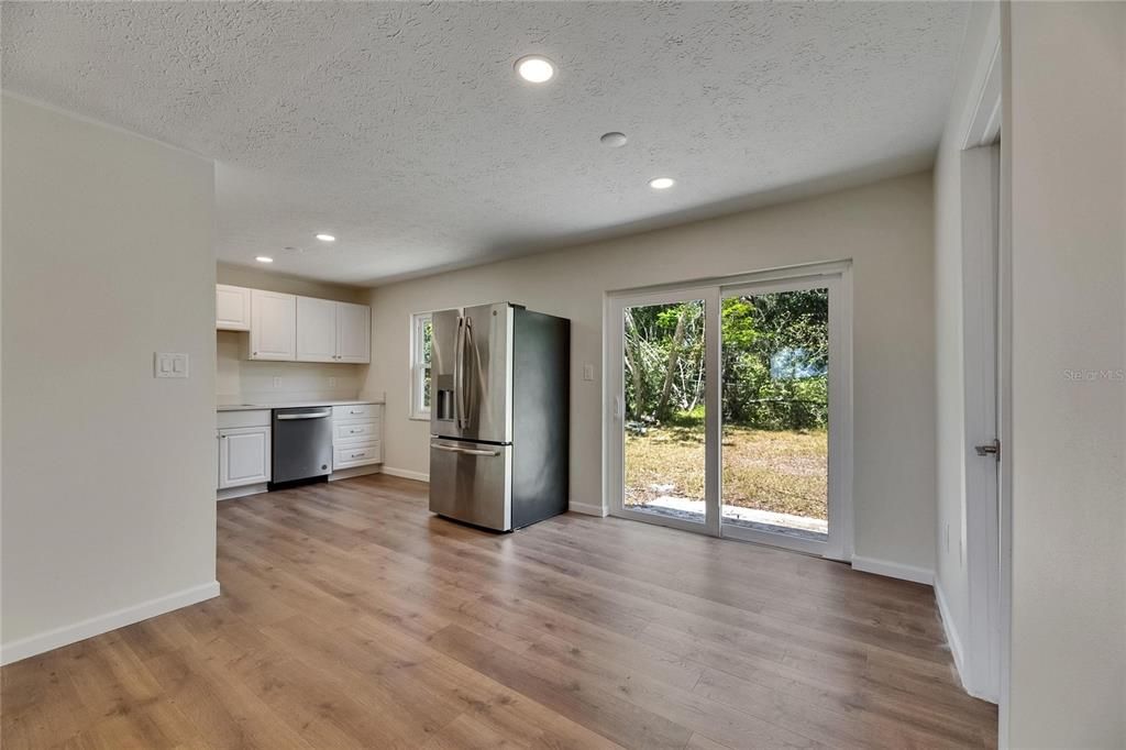 Interior, Kitchen, Recessed Lighting, Wood Texture Flooring