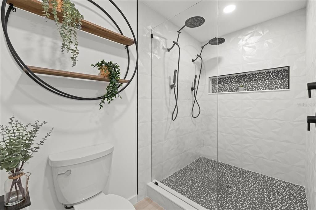 Bathroom, Glass Shower, Interior, Recessed Lighting