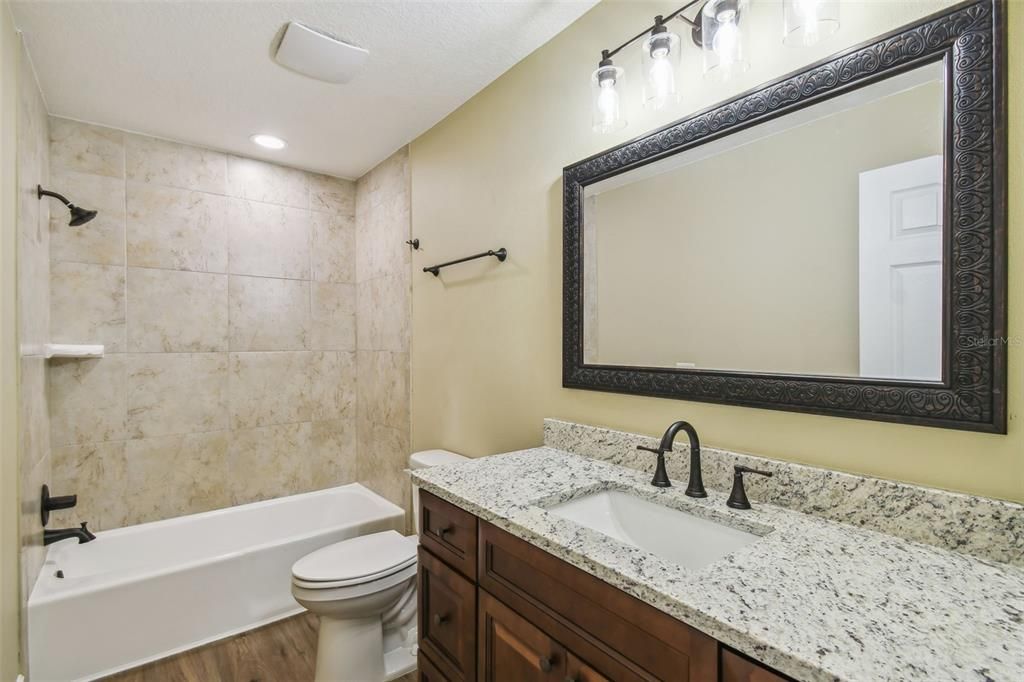 Bathroom, Interior, Recessed Lighting, Wood Texture Flooring