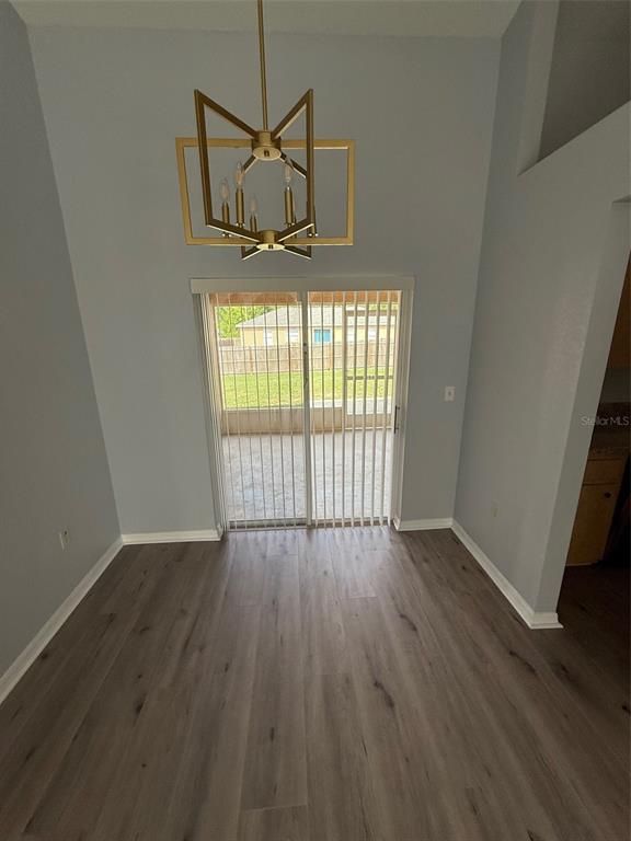 Empty room, Interior, Pendant Lights, Wood Texture Flooring