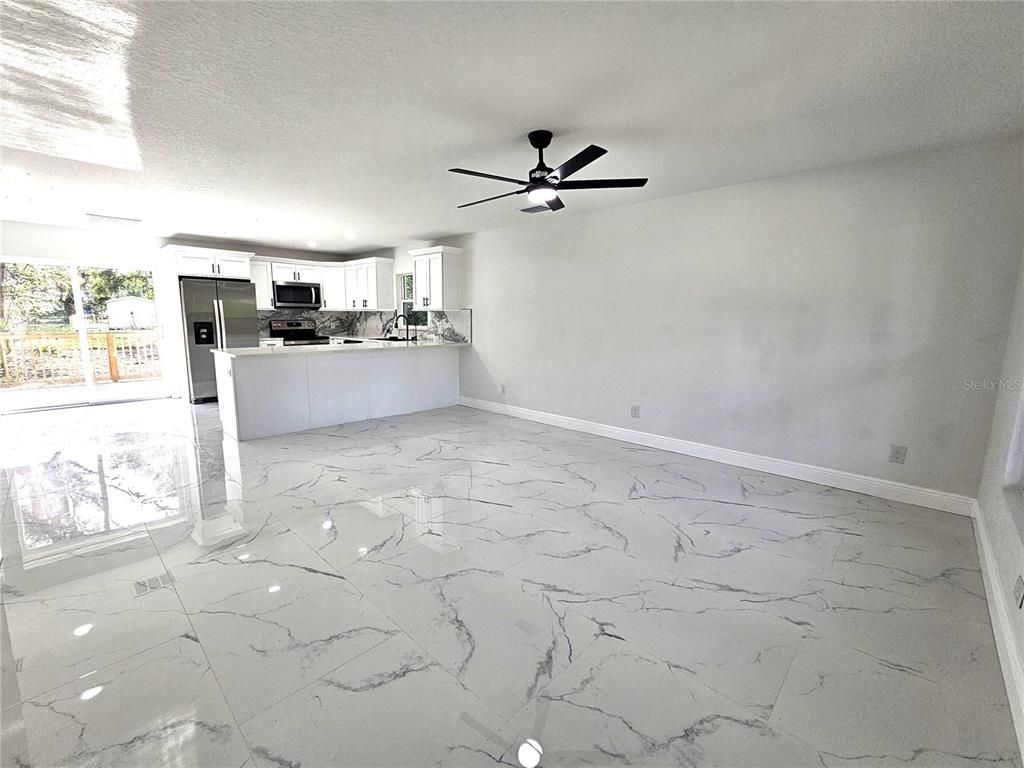 Empty room, Interior, Kitchen, Marble, Stainless Steel Appliances