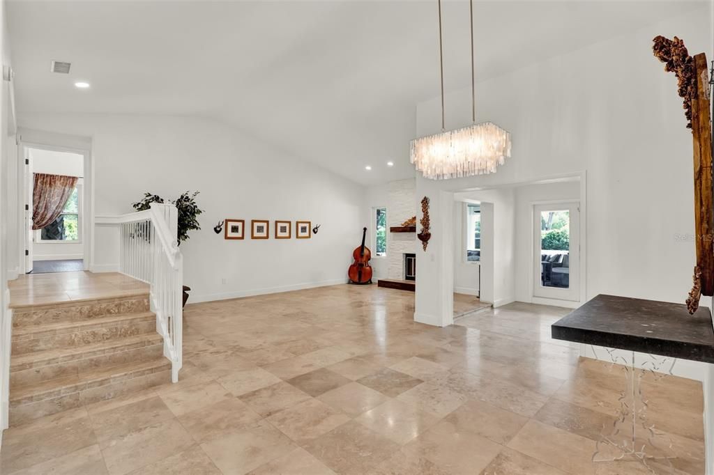 Chandelier, Fireplace, Interior, Recessed Lighting