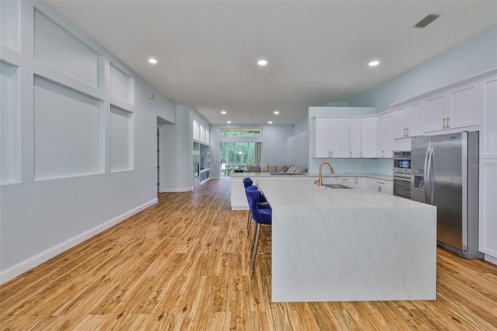 Interior, Kitchen, Recessed Lighting, Wood Texture Flooring