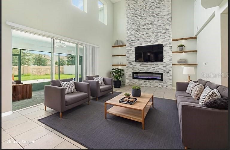 Fireplace, Interior, Living room, Stone Walls