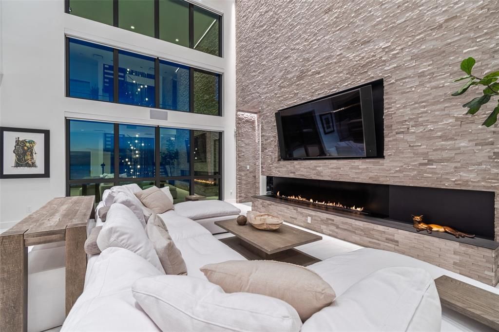 Fireplace, Interior, Living room, Stone Walls