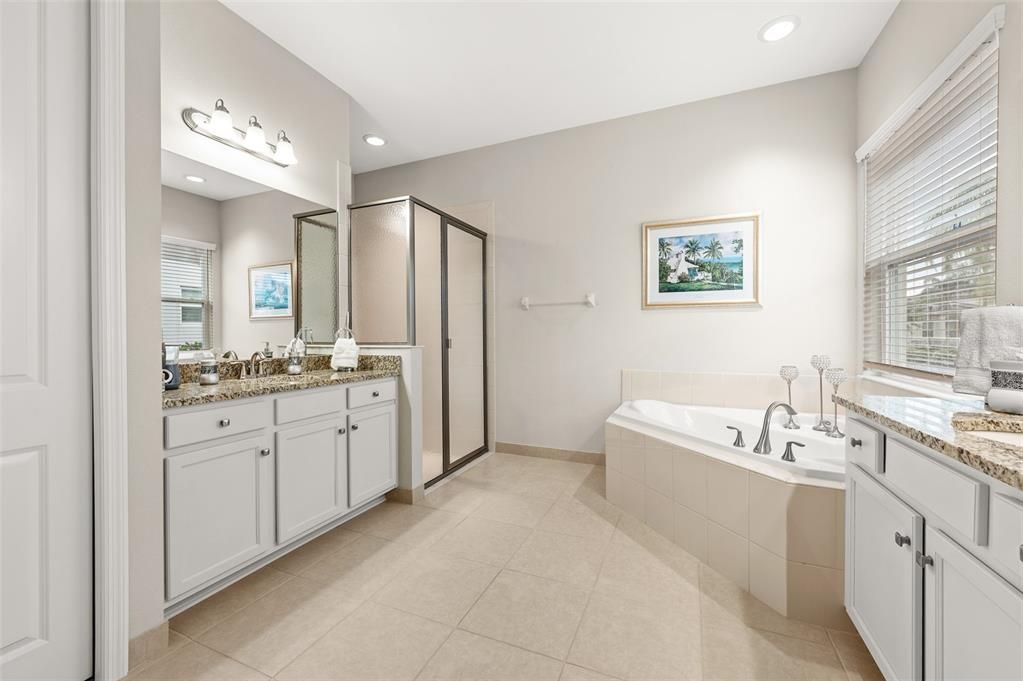 Bathroom, Dual Sink Vanities, Glass Shower, Interior, Recessed Lighting